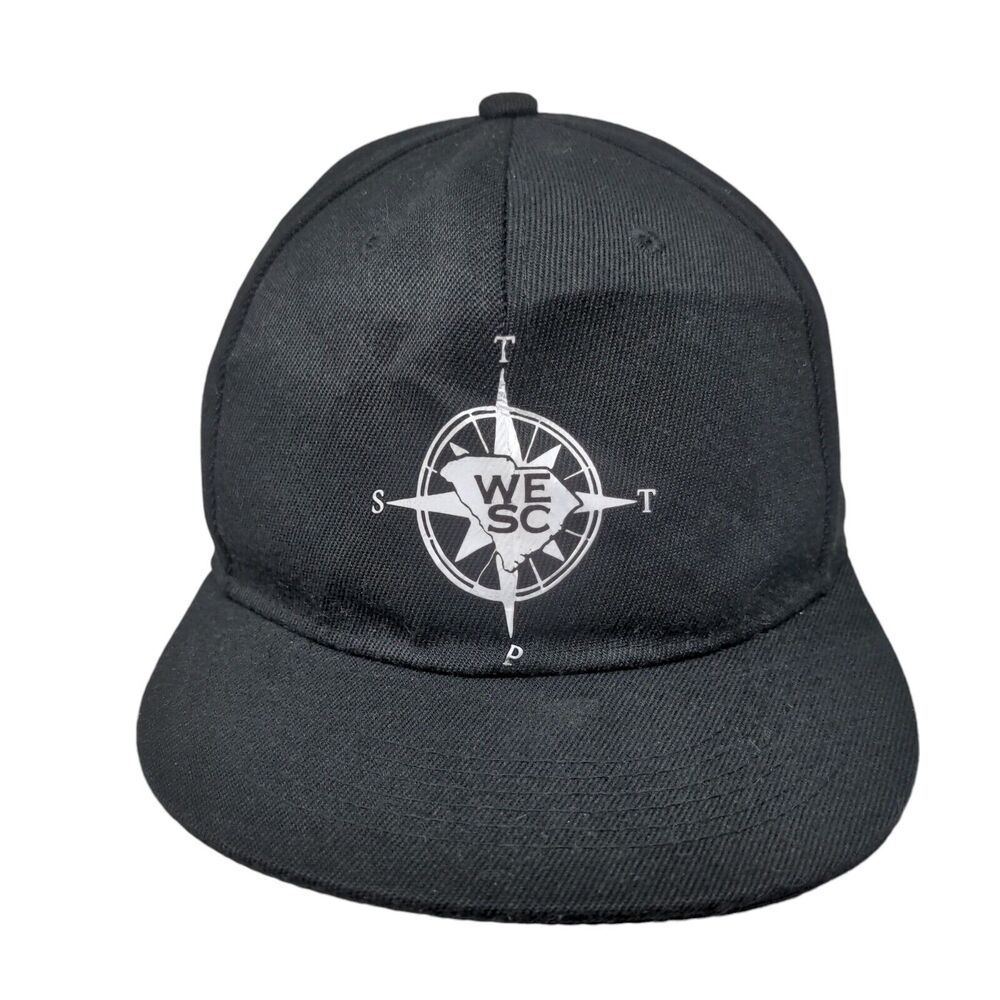WSEC Compass Premium Snapback Hat Black OSFA Adjustable 6 Panel Max Headgear
